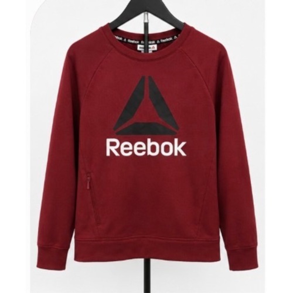 Reebok Girls Youth Large 10/12 Sweatshirt Burgundy Maroon Logo Pullover Pocket